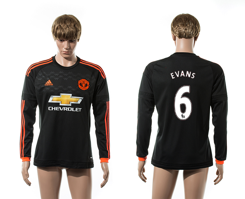 2015-16 Manchester United 6 EVANS Third Away Long Sleeve Thailand Jersey