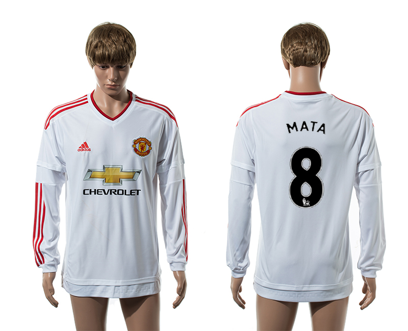 2015-16 Manchester United 8 MATA Away Long Sleeve Thailand Jersey