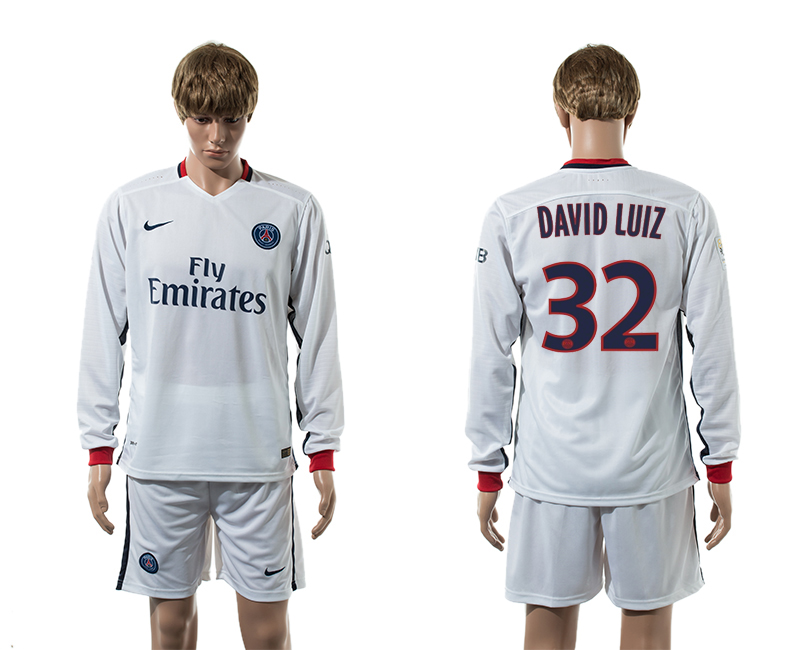 2015-16 Paris Sain-Germain 32 DAVID LUIZ Away Long Sleeve Jersey