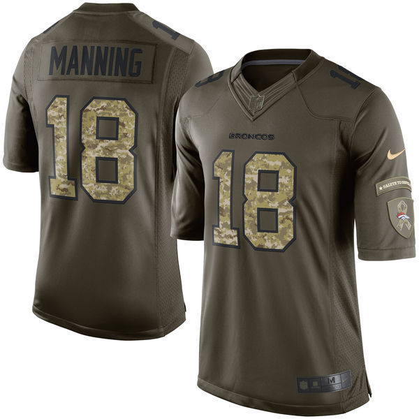 Nike Broncos 18 Peyton Manning Green Salute To Service Limited Jersey