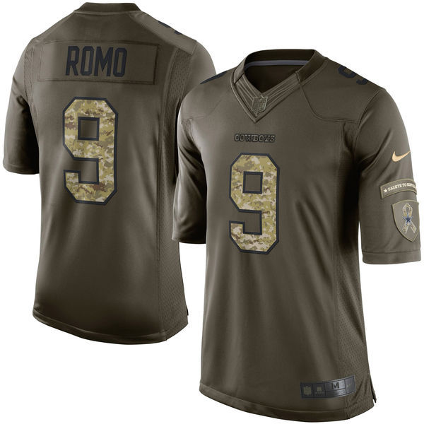 Nike Cowboys 9 Tony Romo Green Salute To Service Limited Jersey