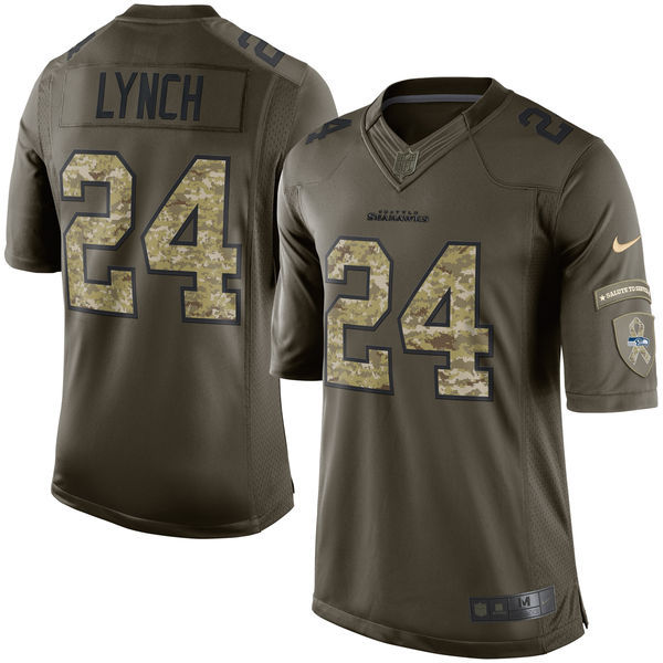 Nike Seahawks 24 Marshawn Lynch Green Salute To Service Limited Jersey