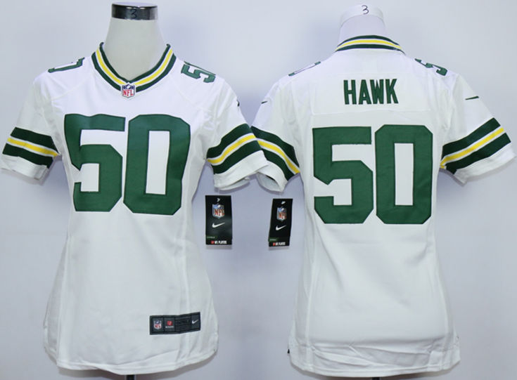 Nike Packers 50 A.J. Hawk White Women Game Jersey