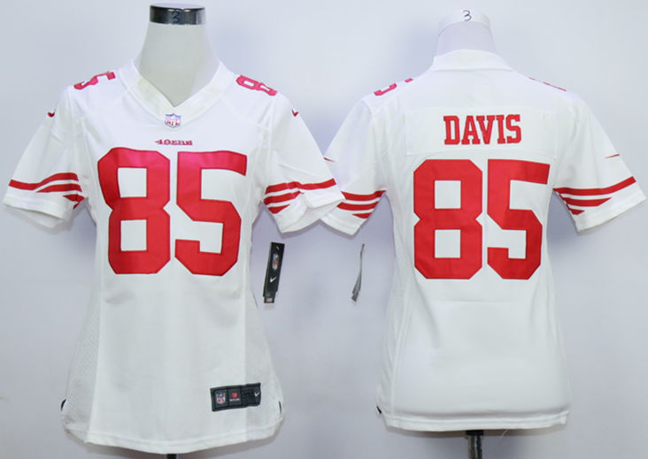 Nike 49ers 85 Vernon Davis White Women Limited Jersey