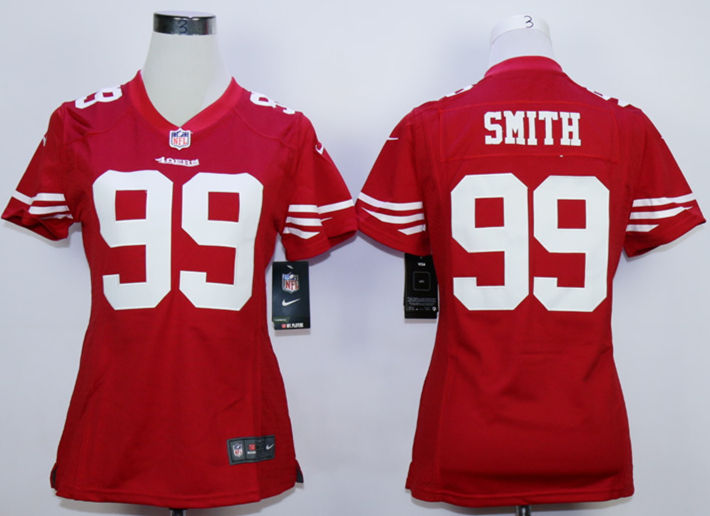 Nike 49ers 99 Aldon Smith Red Women Game Jersey - Click Image to Close