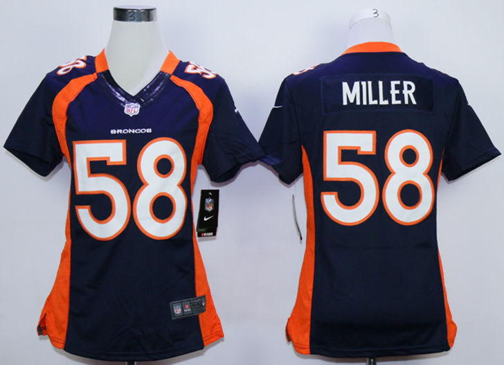 Nike Broncos 58 Von Miller Blue Women Limited Jersey