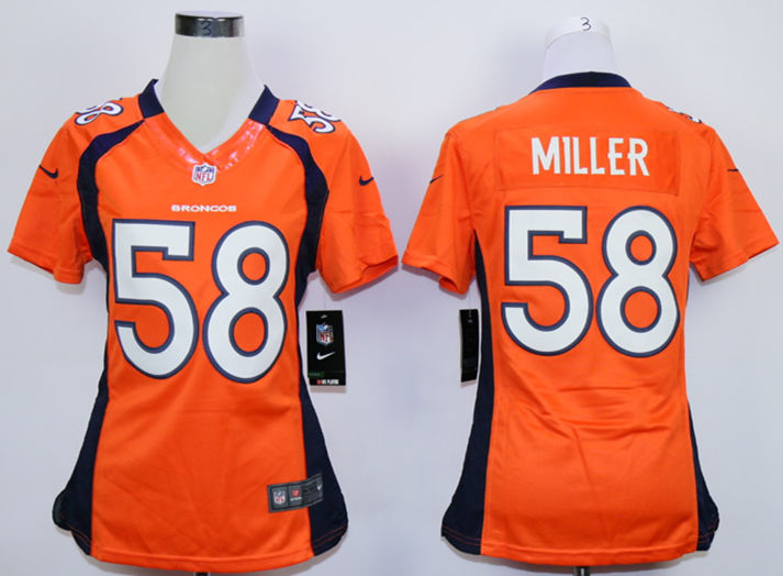 Nike Broncos 58 Von Miller Orange Women Limited Jersey