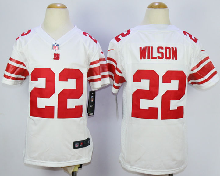 Nike Giants 22 David Wilson White Youth Game Jersey - Click Image to Close