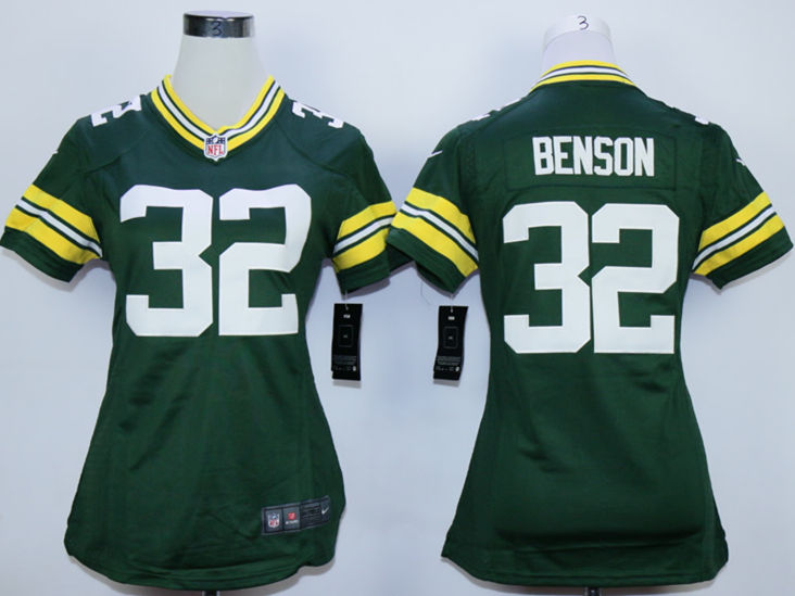 Nike Packers 32 Cedric Benson Green Women Game Jersey