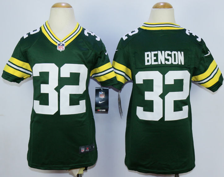 Nike Packers 32 Cedric Benson Green Youth Game Jersey
