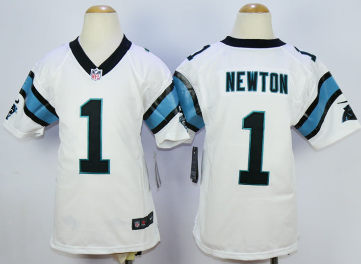 Nike Panthers 1 Cam Newton White Youth Game Jersey