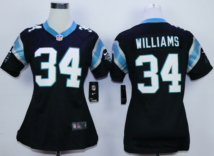 Nike Panthers 34 DeAngelo Williams Black Women Game Jersey - Click Image to Close