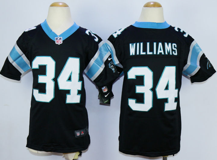 Nike Panthers 34 DeAngelo Williams Black Youth Game Jersey - Click Image to Close