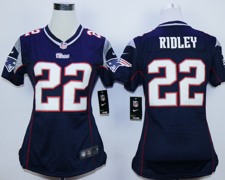 Nike Patriots 22 Stevan Ridley Blue Women Game Jersey