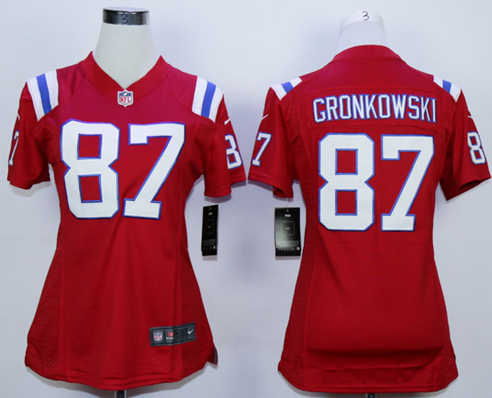Nike Patriots 87 Rob Gronkowski Red Women Game Jersey