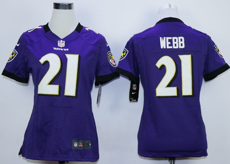 Nike Ravens 21 Lardarius Webb Purple Women Game Jersey - Click Image to Close