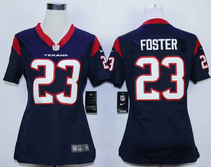 Nike Texans 23 Arian Foster Blue Women Game Jersey - Click Image to Close