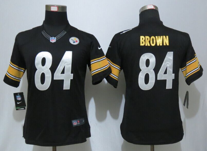 Nike Steelers 84 Antonio Brown Black Women Limited Jersey