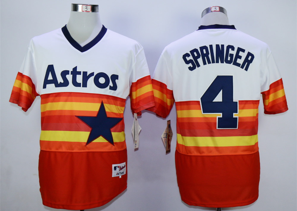 Astros 4 George Springer Orange Cool Base Cooperstown Collection Jersey