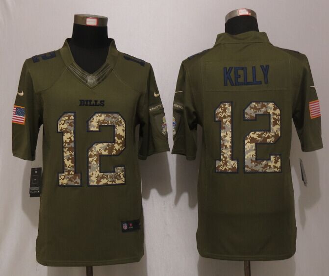 Nike Bills 12 Jim Kelly Green Salute To Service Limited Jersey