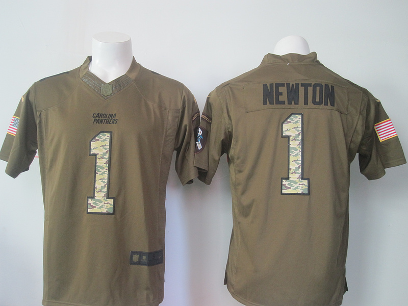 Nike Panthers 1 Cam Newton Green Salute To Service Limited Jersey