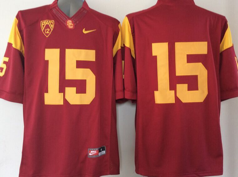 USC Trojans #15 Red College Jersey
