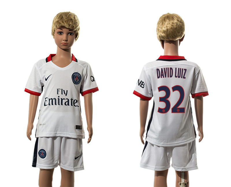 2015-16 Paris Saint-Germain 32 DAVID LUIZ Away Youth Jersey