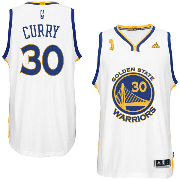 Warriors 30 Stephen Curry White Trophy Banner Swingman Jersey