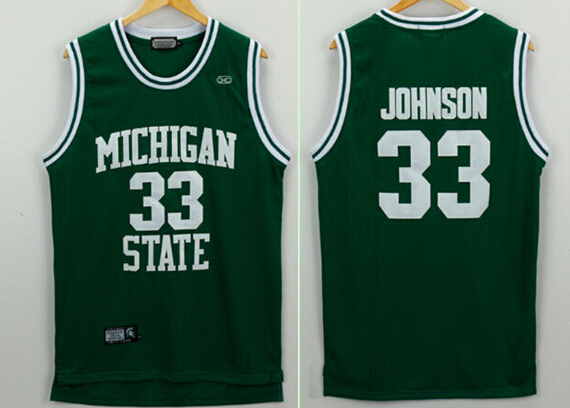 Michigan State Spartans 33 Magic Johnson Green College Jersey