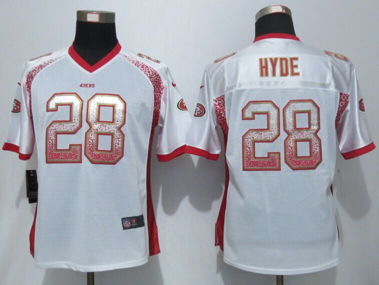 Nike 49ers 28 Carlos Hyde White Drift Fashion Women Jersey