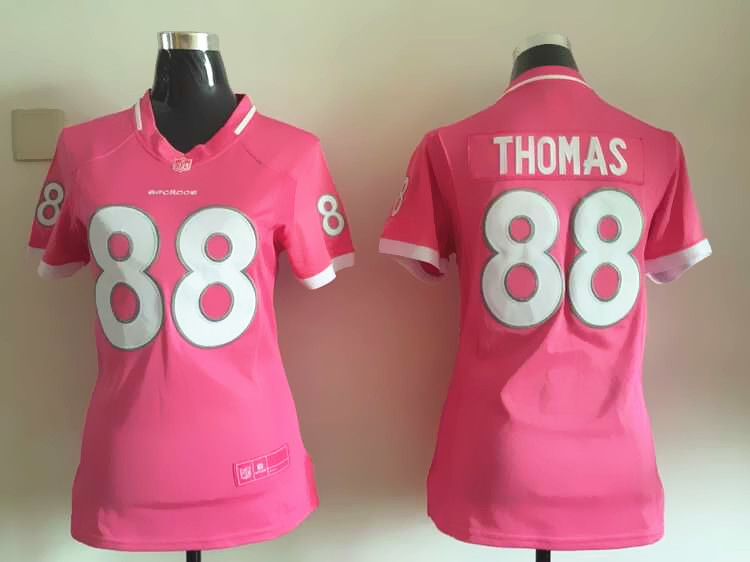 Nike Broncos 88 Demaryius Thomas Pink Bubble Gum Women Game Jersey