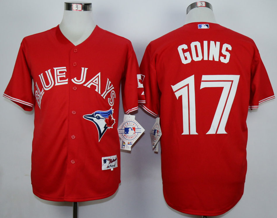 Blue Jays 17 Ryan Goins Red Canada Day Cool Base Jersey