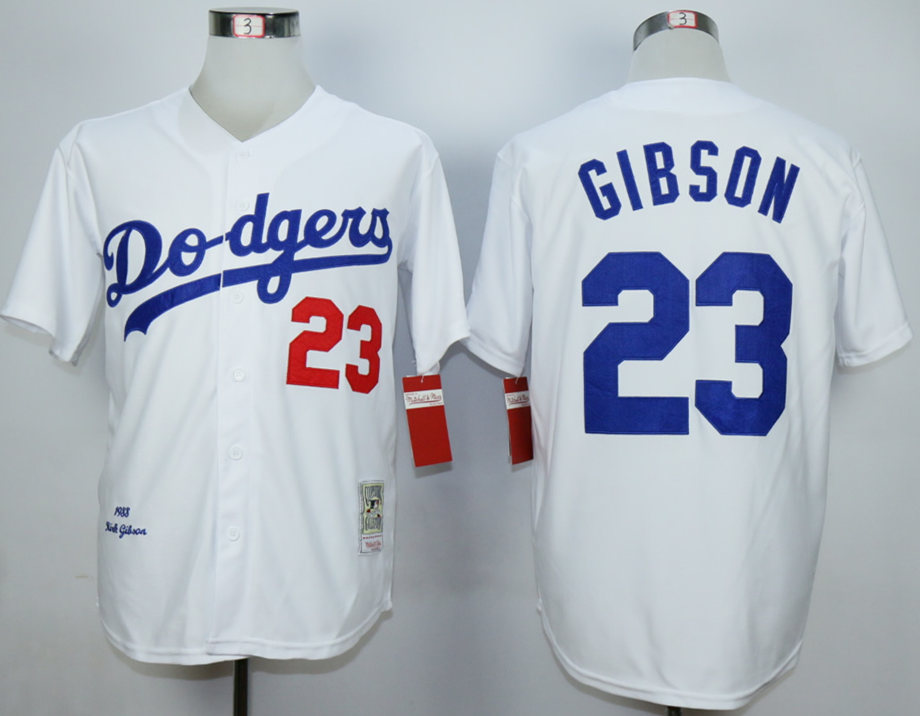 Dodgers 23 Kirk Gibson White 1988 Throwback Jersey