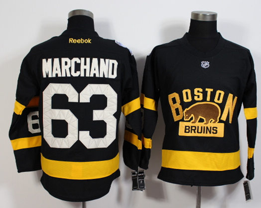 Bruins 63 Brad Marchand Black 2016 Winter Classic Reebok Jersey - Click Image to Close