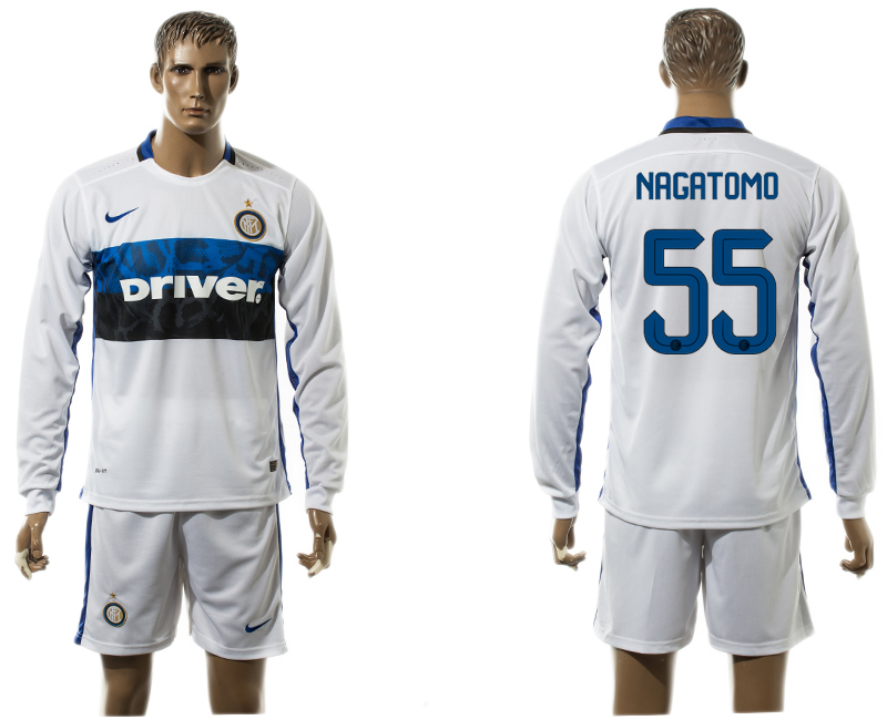 2015-16 Inter Milan 55 NAGATOMO Away Long Sleeve Jersey