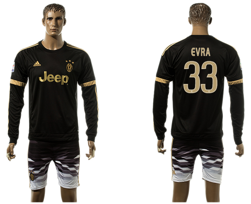 2015-16 Juventus 33 EVRA Away Long Sleeve Jersey
