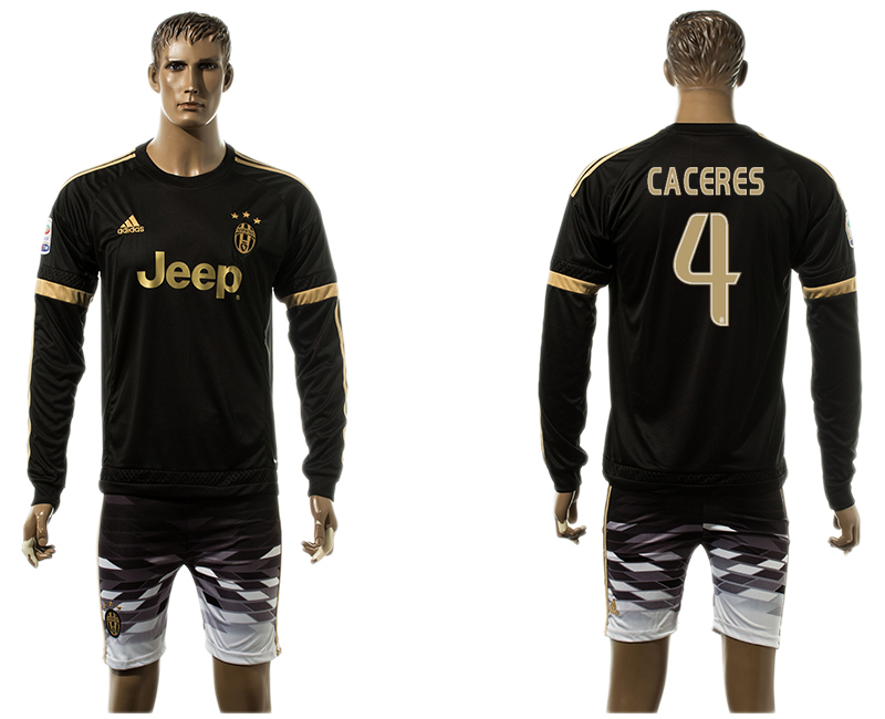 2015-16 Juventus 4 CACERES Away Long Sleeve Jersey