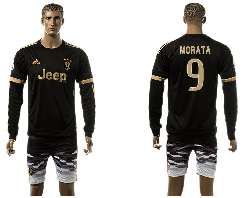 2015-16 Juventus 9 MORATA Away Long Sleeve Jersey
