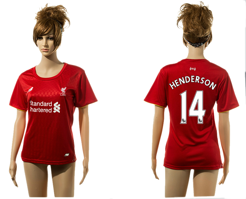 2015-16 Liverpool 14 HENDERSON Home Women Jersey