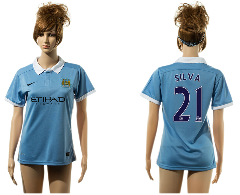 2015-16 Manchester City 21 SILVA Home Women Jersey