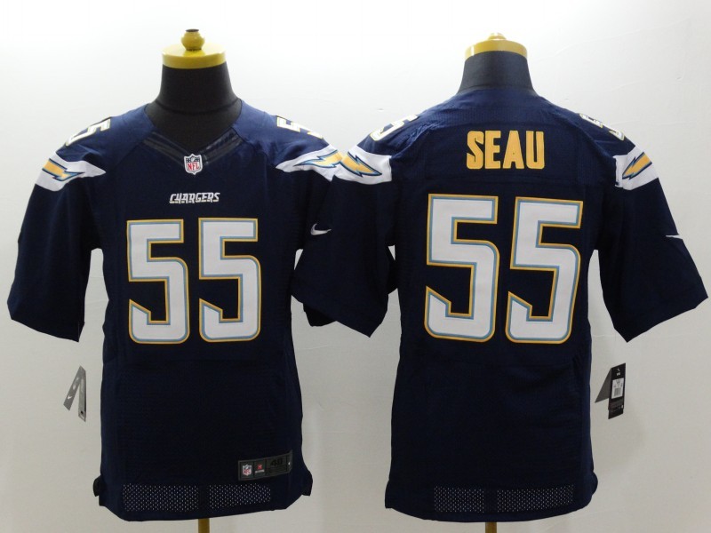 Nike Chargers 55 Junior Seau Blue Dark Blue Elite Jersey - Click Image to Close