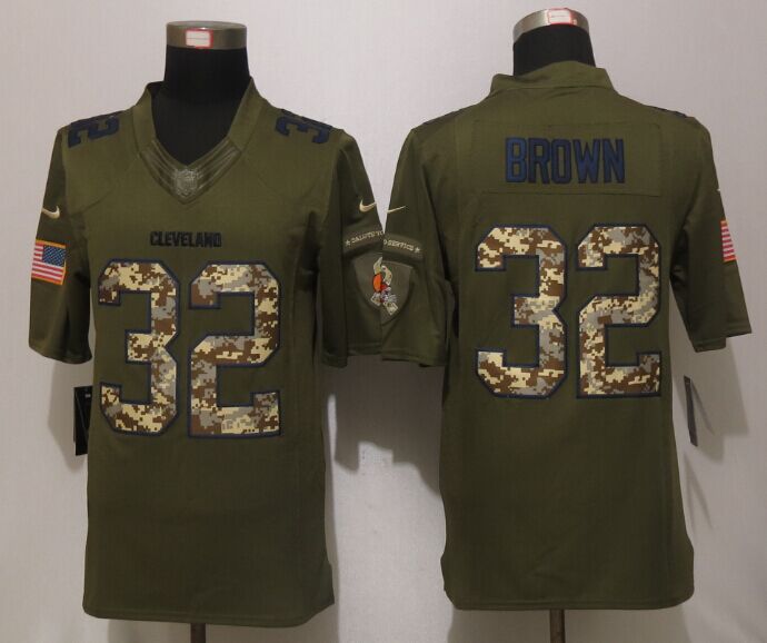 Nike Browns 32 Jim Brown Green Salute To Service Limited Jersey