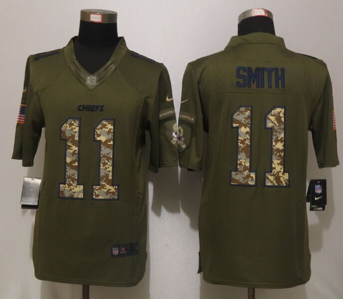 Nike Chiefs 11 Alex Smith Green Salute To Service Limited Jersey