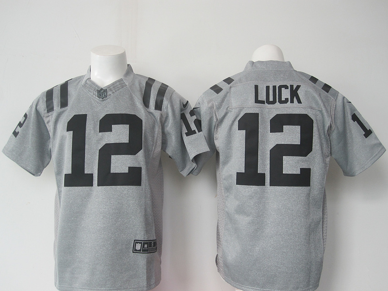 Nike Colts 12 Andrew Luck Grey Gridiron Grey Limited Jersey