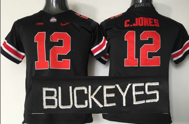 Ohio State Buckeyes 12 C.Jones Black Youth College Jersey