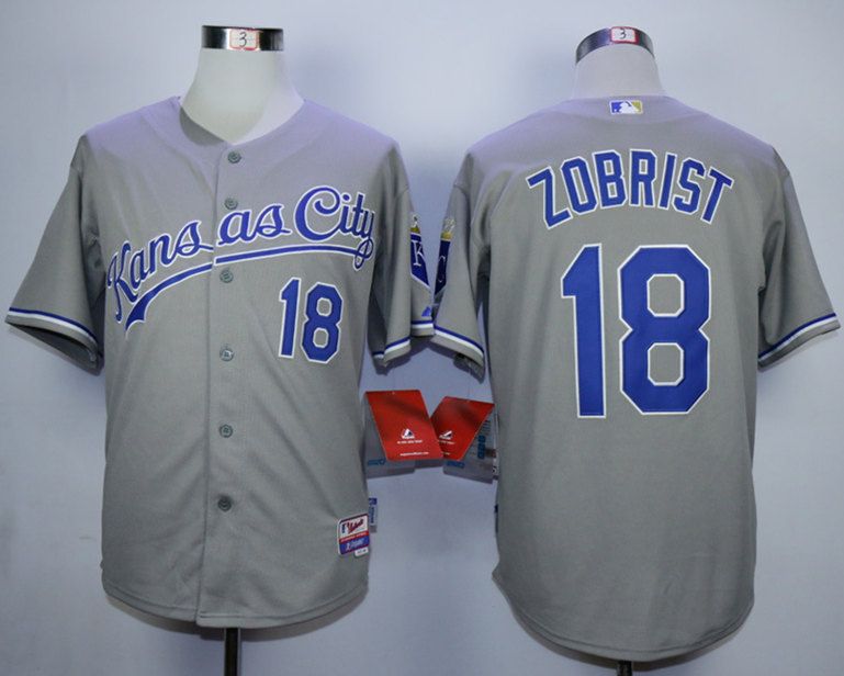 Royals 18 Ben Zobrist Grey Cool Base Jersey