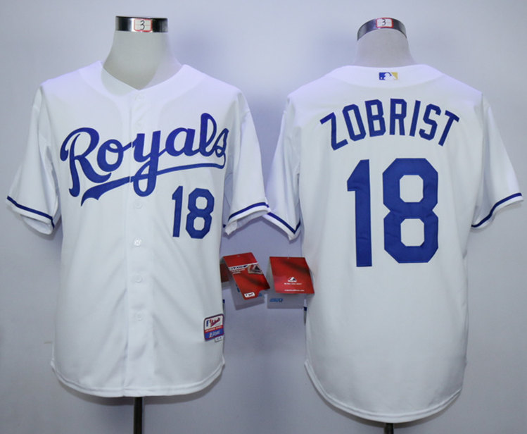 Royals 18 Ben Zobrist White Cool Base Jersey