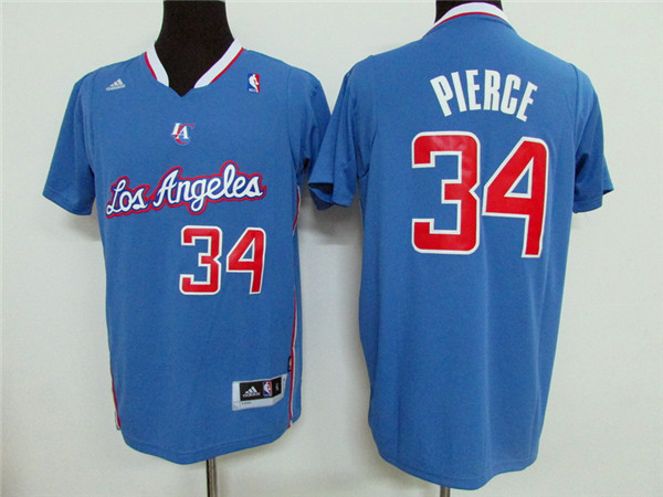 Clippers 34 Paul Pierce Light Blue Short Sleeve Swingman Jersey