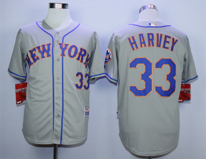 Mets 33 Matt Harvey Grey Cool Base Jersey