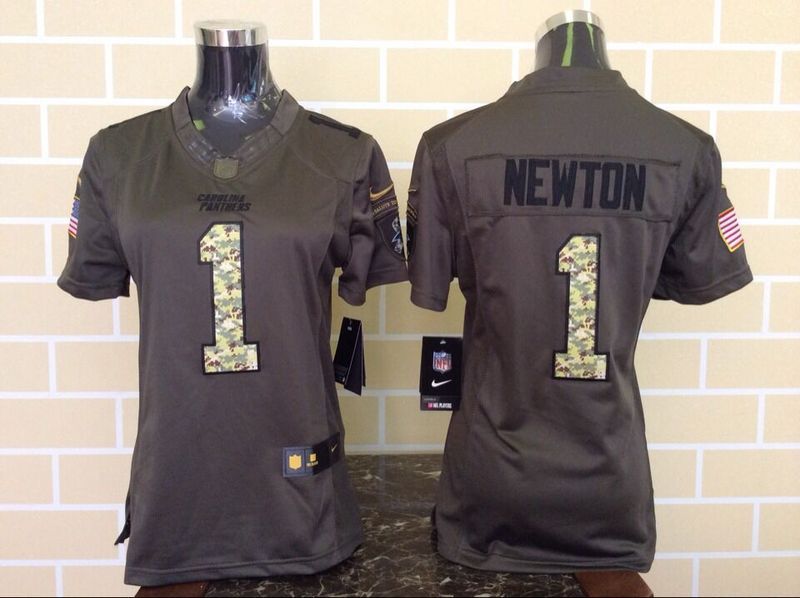 Nike Panthers 1 Cam Newton Green Salute To Service Women Limited Jersey